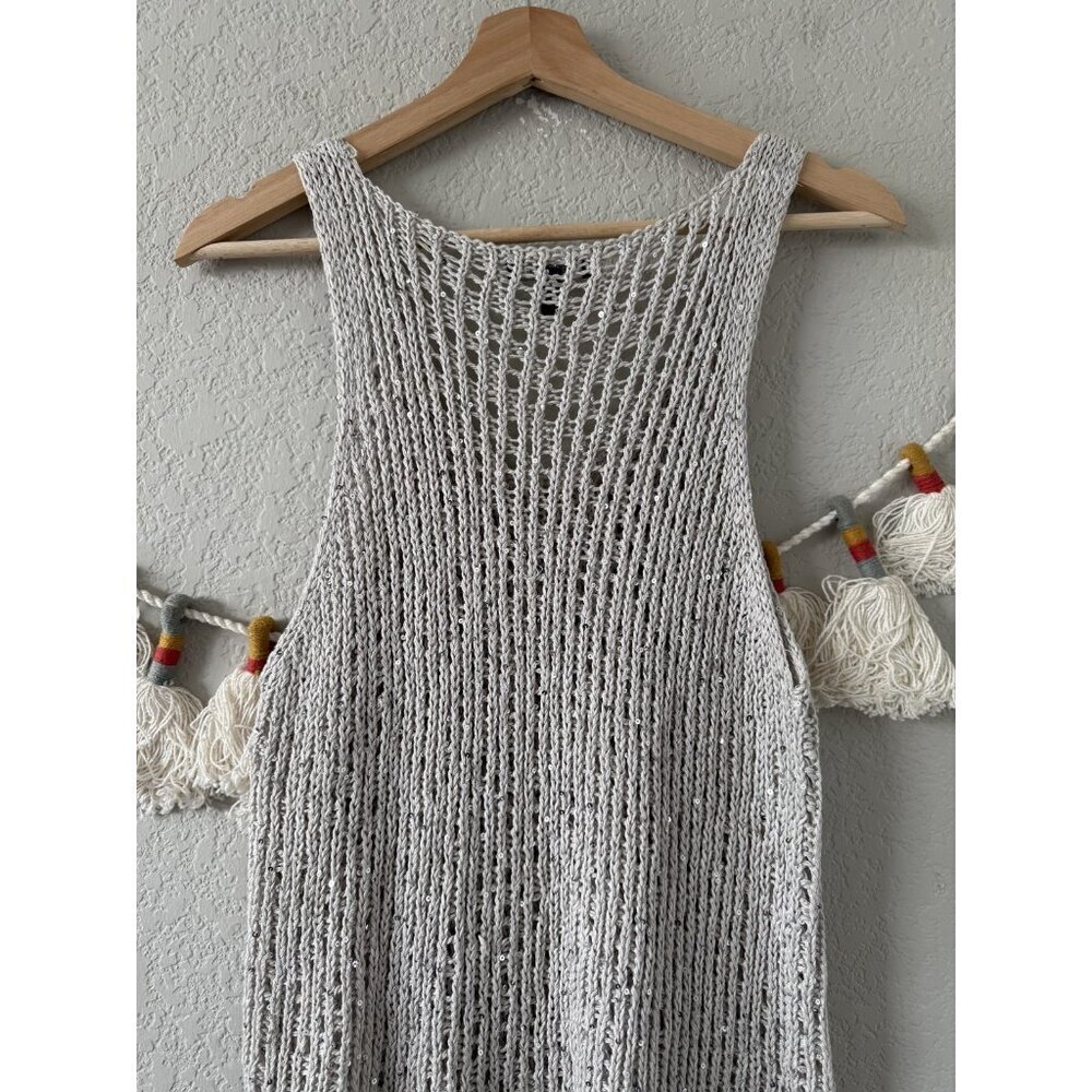 Eileen Fisher Sequin Open Knit Sleeveless Cami Tank Top Coastal Boho Beachy L - Picture 8 of 8